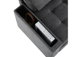 Sofá em L com sofá-cama arquivado - com espaço de armazenamento - carregamento USB - 2 almofadas - Cinza