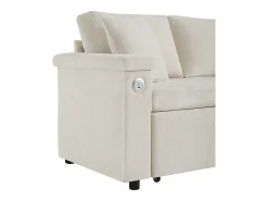 Sofá em L com sofá-cama arquivado - com espaço de armazenamento - carregamento USB - 2 almofadas - Bege