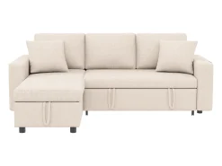Sofá em L 219.5x142.5x83cm - com armazenamento - com função repouso - intercambiável esquerda e direita - bege