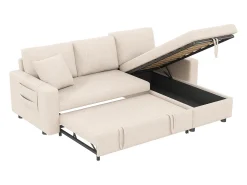 Sofá em L 219.5x142.5x83cm - com armazenamento - com função repouso - intercambiável esquerda e direita - bege