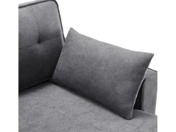 Sofá em U 270x130x86 cm - Sofá acolchoado - Tecido de algodão e linho - Com porta-copos - Dois compartimentos de arrumação - Cinza
