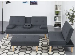 Sofá escandinavo conversível e modular de 5 lugares em tecido cinza STOCKHOLM