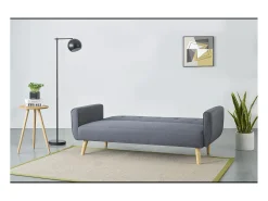 Sofá escandinavo conversível de 3 lugares cinza MALMO - Estilo Escandinavo, Pés em Madeira, Conversível em Cama