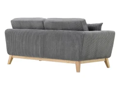 Sofá Escandinavo de 3 Lugares em Veludo Cotelê Cinza Claro HOGA - Estilo Nórdico, Confortável e Elegante