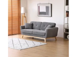 Sofá Escandinavo de 3 Lugares em Veludo Cotelê Cinza Claro HOGA - Estilo Nórdico, Confortável e Elegante