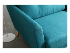 Sofá Escandinavo de 3 Lugares Azul Pato HOGA com Almofadas - Design Atípico e Confortável