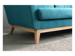 Sofá Escandinavo de 3 Lugares Azul Pato HOGA com Almofadas - Design Atípico e Confortável