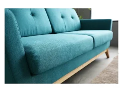 Sofá Escandinavo de 3 Lugares Azul Pato HOGA com Almofadas - Design Atípico e Confortável