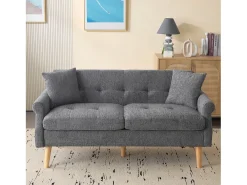 Sofá estofado chenille 2 lugares - 162x74x77 cm - Cinza