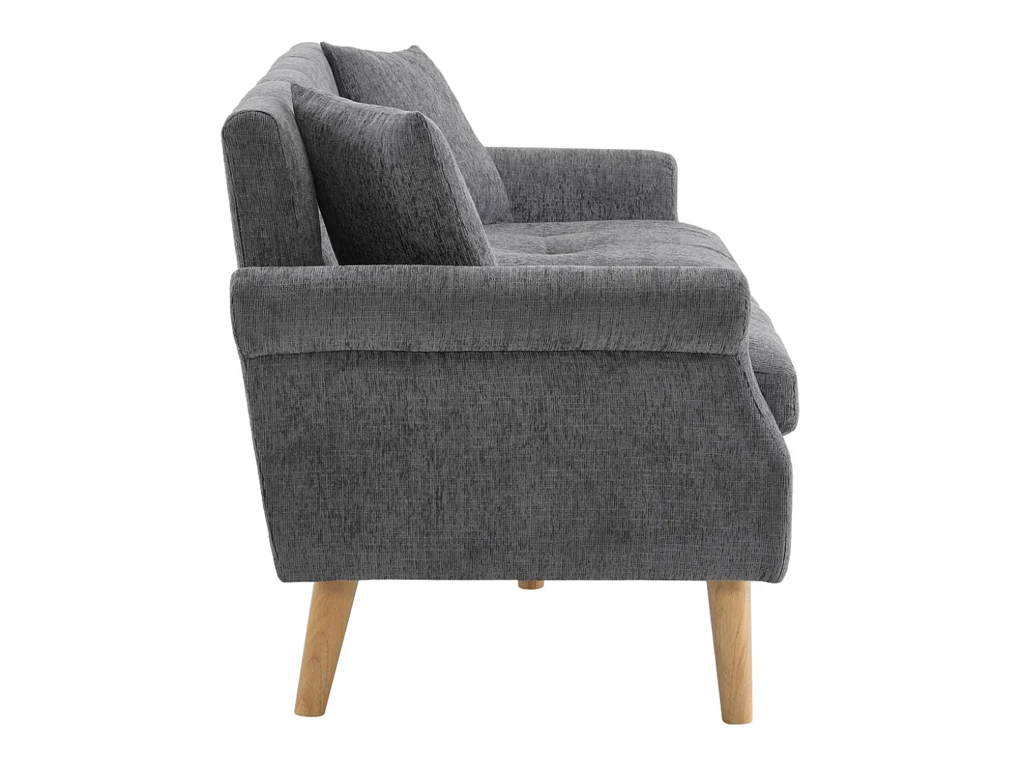 Sofá estofado chenille 2 lugares - 162x74x77 cm - Cinza