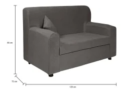 Sofá fixo 0, Sofá moderno de sala de 2 lugares em tecido, com braços e 2 almofadas incluídas, Fabricado na Itália, 125x73h85 cm, Cinza