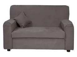 Sofá fixo 0, Sofá moderno de sala de 2 lugares em tecido, com braços e 2 almofadas incluídas, Fabricado na Itália, 125x73h85 cm, Cinza