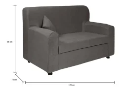 Sofá fixo 0, Sofá moderno de sala de 2 lugares em tecido, com braços e 2 almofadas incluídas, Fabricado na Itália, 125x73h85 cm, Cinza