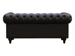 Sofá fixo Chesterfield "Aliza" 2 lugares em couro sintético marrom capitonê