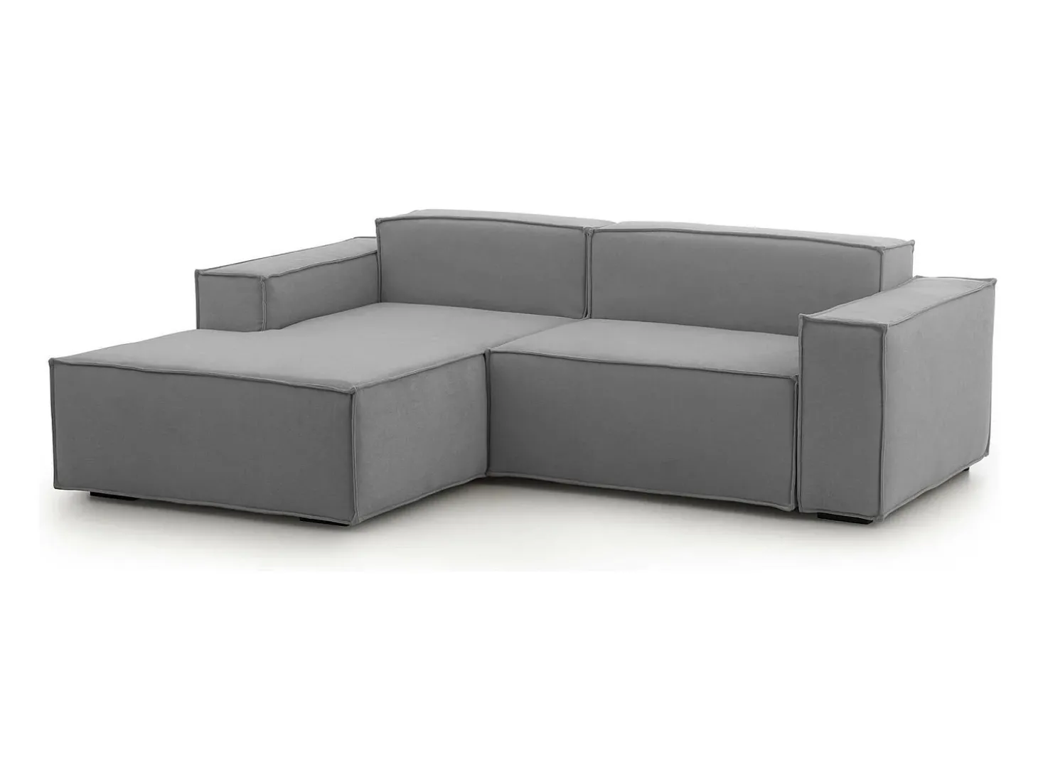 Sofá fixo Daniela, Sofá modular grande de 2 lugares com península esquerda, 100% Fabricado na Itália, Sofá de tecido moderno, 240x170h70 cm, Cinza
