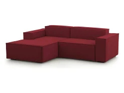 Sofá fixo Daniela, Sofá modular grande de 2 lugares com península esquerda, 100% Fabricado na Itália, Sofá de tecido moderno, 240x170h70 cm, Vermelho