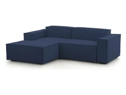 Sofá fixo Daniela, Sofá modular grande de 2 lugares com península esquerda, 100% Fabricado na Itália, Sofá de tecido moderno, 240x170h70 cm, Azul