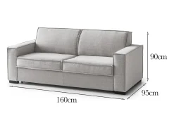Sofá fixo Dauder, sofá de 2 lugares, 100% Fabricado na Itália, Sofá da sala em tecido, com braços finos, 160x95h90 cm, Cinza