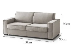 Sofá fixo Dauder, sofá de 2 lugares, 100% Fabricado na Itália, Sofá da sala em tecido, com braços finos, Cm 160x95h90, Taupe