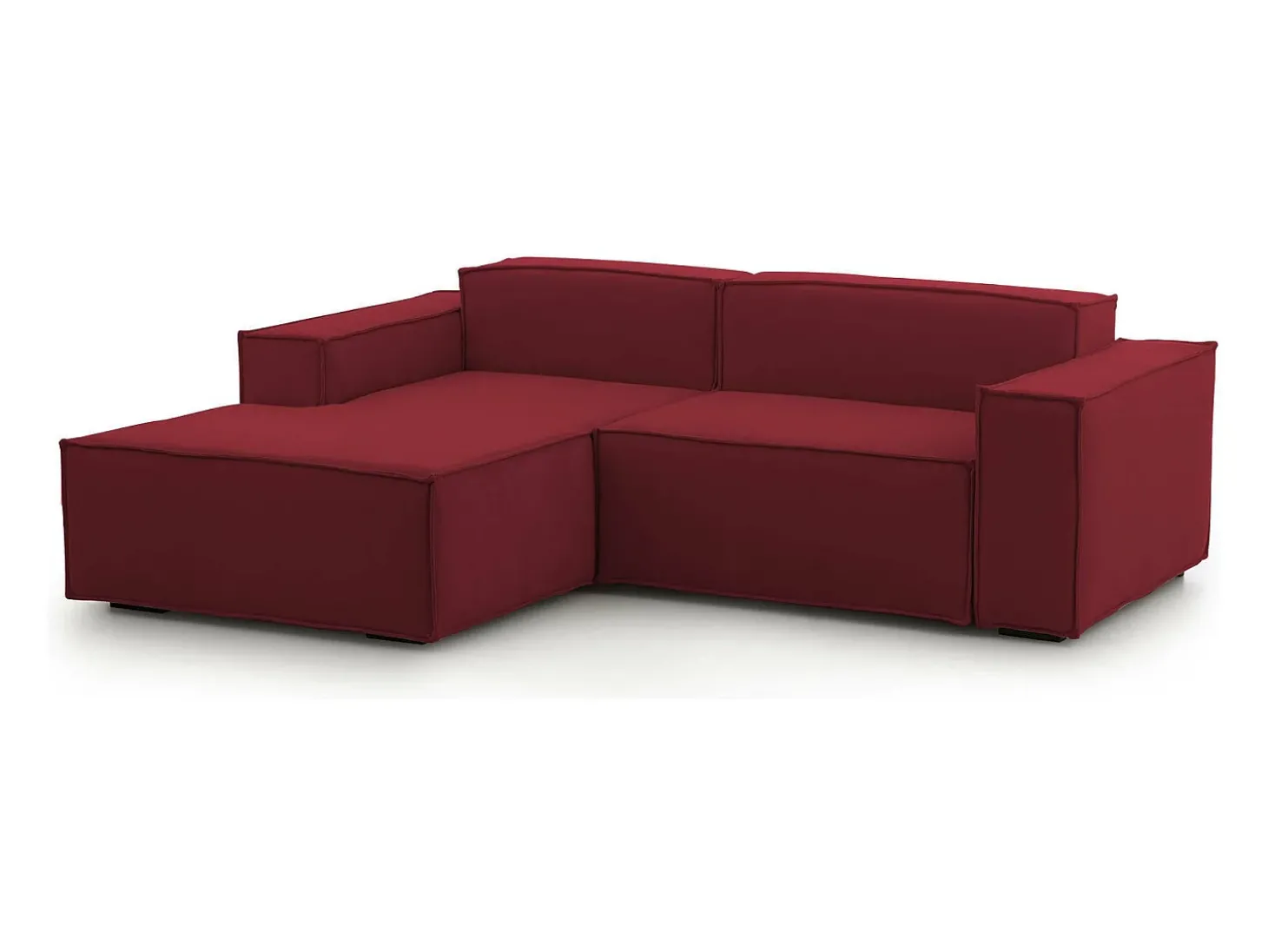 Sofá fixo Dcagnan, Sofá modular grande de 2 lugares com península esquerda, 100% Fabricado na Itália, Sofá de tecido moderno, 240x170h70 cm, Vermelho