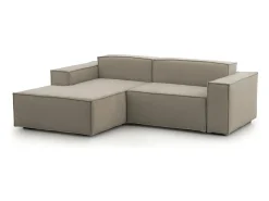 Sofá fixo Dcagnan, Sofá modular grande de 2 lugares com península esquerda, 100% Fabricado na Itália, Sofá de tecido moderno, 240x170h70 cm, Taupe