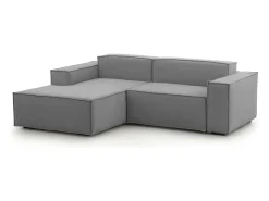 Sofá fixo Dcagnan, Sofá modular grande de 2 lugares com península esquerda, 100% Fabricado na Itália, Sofá de tecido moderno, 240x170h70 cm, Cinza