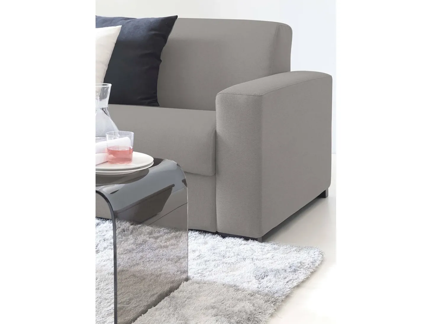 Sofá fixo Dciucc, sofá de 3 lugares, 100% Fabricado na Itália, Sofá da sala em tecido acolchoado, com braços padrão, 220x95h90 cm, Cinza