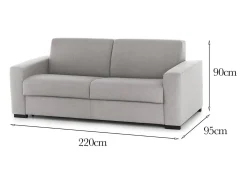 Sofá fixo Dciucc, sofá de 3 lugares, 100% Fabricado na Itália, Sofá da sala em tecido acolchoado, com braços padrão, 220x95h90 cm, Cinza