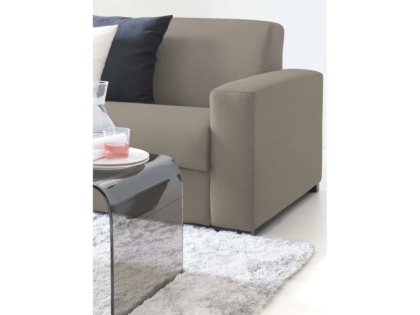 Sofá fixo Dciucc, sofá de 3 lugares, 100% Fabricado na Itália, Sofá da sala em tecido acolchoado, com braços padrão, 220x95h90 cm, Taupe