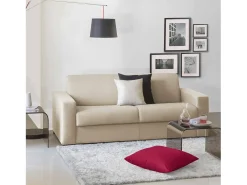 Sofá fixo Dciucc, sofá de 3 lugares, 100% Fabricado na Itália, Sofá da sala em tecido acolchoado, com braços padrão, 220x95h90 cm, Bege