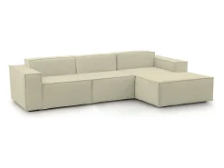 Sofá fixo Ddzek, sofá modular de 3 lugares com península direita, 100% Fabricado na Itália, Sofá de tecido moderno, 300x170h70 cm, Bege