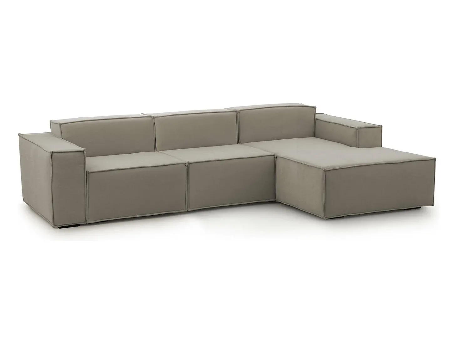Sofá fixo Ddzek, sofá modular de 3 lugares com península direita, 100% Fabricado na Itália, Sofá de tecido moderno, 300x170h70 cm, Taupe