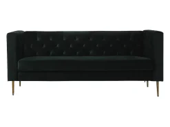 Sofá fixo de veludo "Bruce" - 196 x 76 x 82 cm - 3 lugares - Verde escuro