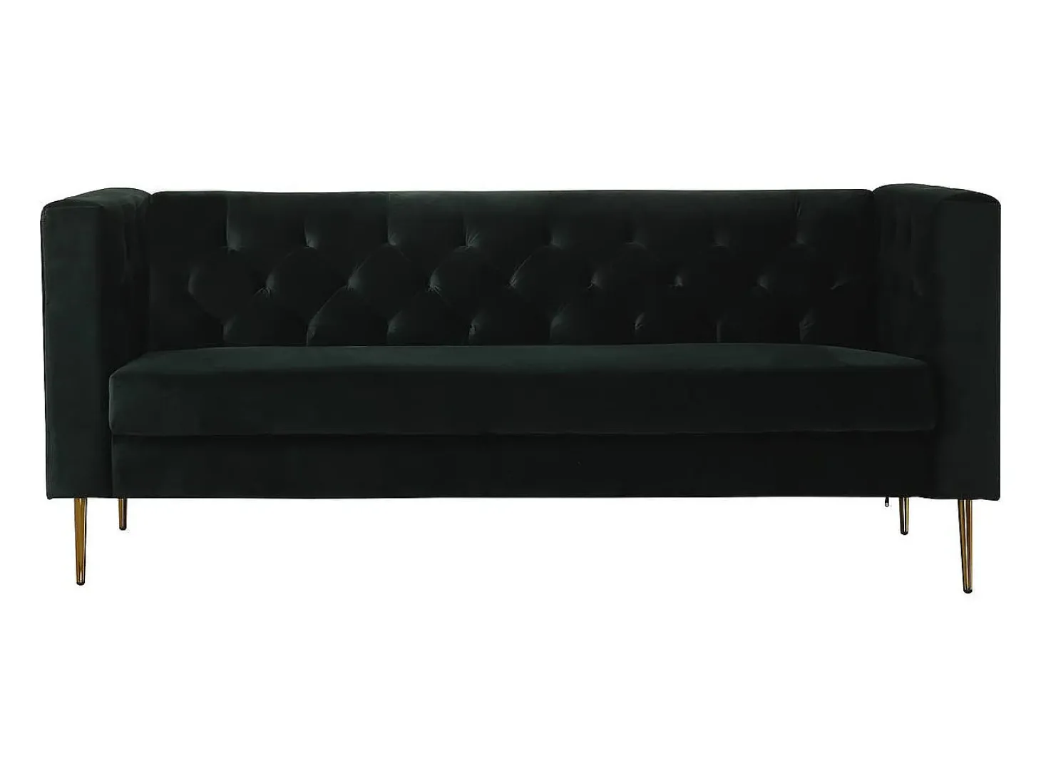 Sofá fixo de veludo "Bruce" - 196 x 76 x 82 cm - 3 lugares - Verde escuro