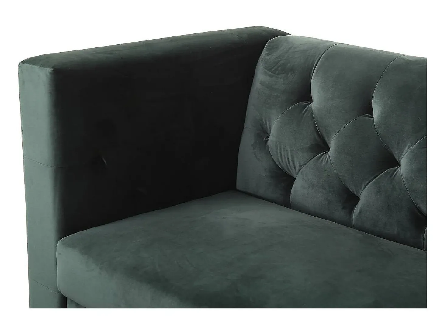 Sofá fixo de veludo "Bruce" - 196 x 76 x 82 cm - 3 lugares - Verde escuro