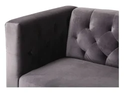 Sofá fixo de veludo "Bruce" - 196 x 76 x 82 cm - 3 lugares - Cinza