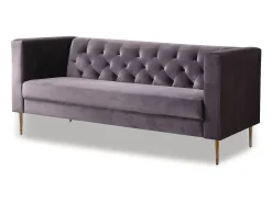 Sofá fixo de veludo "Bruce" - 196 x 76 x 82 cm - 3 lugares - Cinza