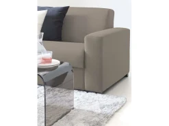 Sofá fixo Debora, Sofá de canto, 100% Made in Italy, Sofá de ala, com penínula de arrumação reverível, em tecido acolchoado, com braço fino, 260x95h90 cm, Taupe