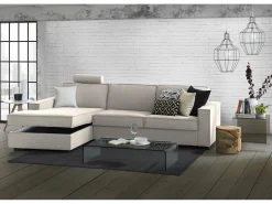 Sofá fixo Dfabbia, Sofá de canto, 100% Fabricado na Itália, Sofá da sala com, Península esquerda, com braços padrão, Cm 280x95h90, Taupe