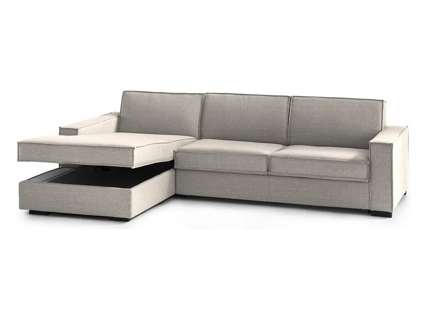 Sofá fixo Dfabbia, Sofá de canto, 100% Fabricado na Itália, Sofá da sala com, Península esquerda, com braços padrão, Cm 280x95h90, Taupe