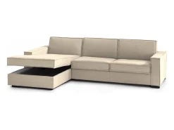 Sofá fixo Dfabbia, Sofá de canto, 100% Fabricado na Itália, Sofá da sala com, Península esquerda, com braços padrão, Cm 280x95h90, Bege