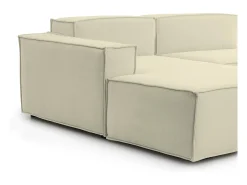 Sofá fixo Dflori, sofá modular de 3 lugares com península esquerda, 100% Fabricado na Itália, Sofá de tecido moderno, 300x170h70 cm, Bege
