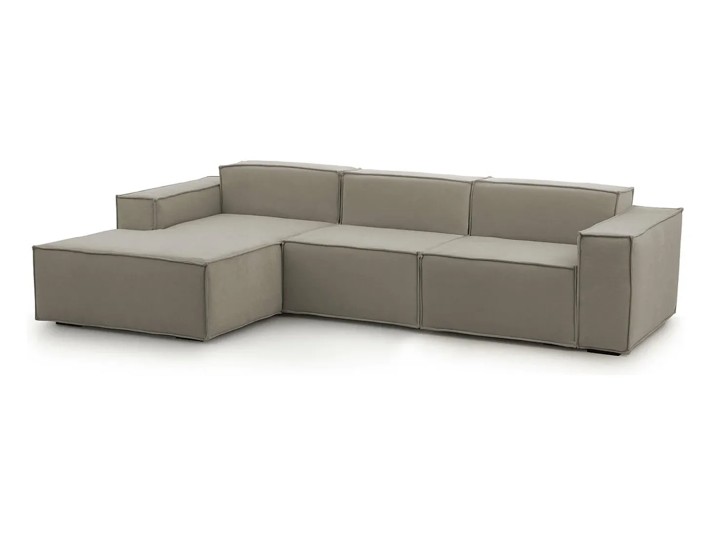 Sofá fixo Dflori, sofá modular de 3 lugares com península esquerda, 100% Fabricado na Itália, Sofá de tecido moderno, 300x170h70 cm, Taupe