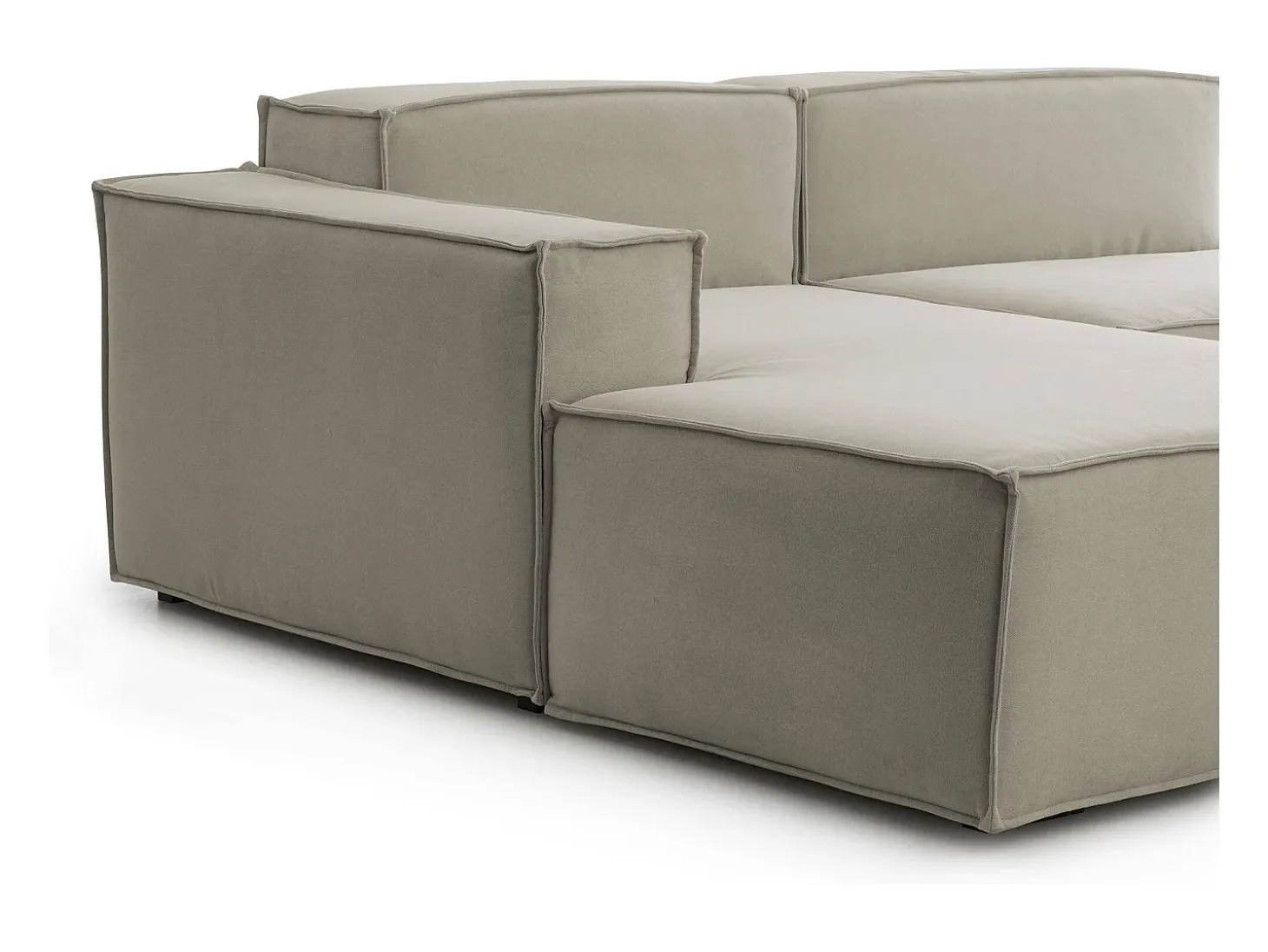 Sofá fixo Dflori, sofá modular de 3 lugares com península esquerda, 100% Fabricado na Itália, Sofá de tecido moderno, 300x170h70 cm, Taupe