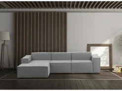 Sofá fixo Dflori, sofá modular de 3 lugares com península esquerda, 100% Fabricado na Itália, Sofá de tecido moderno, 300x170h70 cm, Cinza