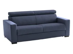 Sofá fixo Dfrar, ofá de 3 lugare, 100% Fabricado na Itália, Sofá da ala, em tecido acolchoado, com apoio de cabeça ajutávei â€<â€<e braço padrão, 220x95h85 cm, Azul