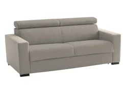 Sofá fixo Dfrar, sofá de 3 lugares, 100% Made in Italy, Sofá de sala, em tecido acolchoado, com apoios de cabeça ajustáveis ​​e braços standard, 220x95h85 cm, Taupe
