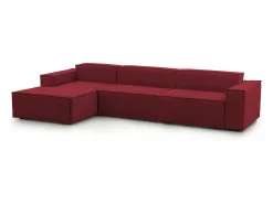 Sofá fixo Dgarzy, sofá modular de 4 lugares com península esquerda, 100% Fabricado na Itália, Sofá de tecido moderno, 340x170h70 cm, Vermelho