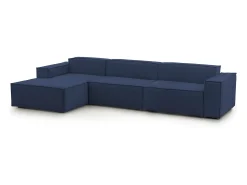Sofá fixo Dgarzy, sofá modular de 4 lugares com península esquerda, 100% Fabricado na Itália, Sofá de tecido moderno, 340x170h70 cm, Azul