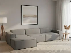 Sofá fixo Dgarzy, sofá modular de 4 lugares com península esquerda, 100% Fabricado na Itália, Sofá de tecido moderno, 340x170h70 cm, Cinza